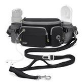 TUDEQU 4-in-1 dog walking belt worn during runs for hands-free control.