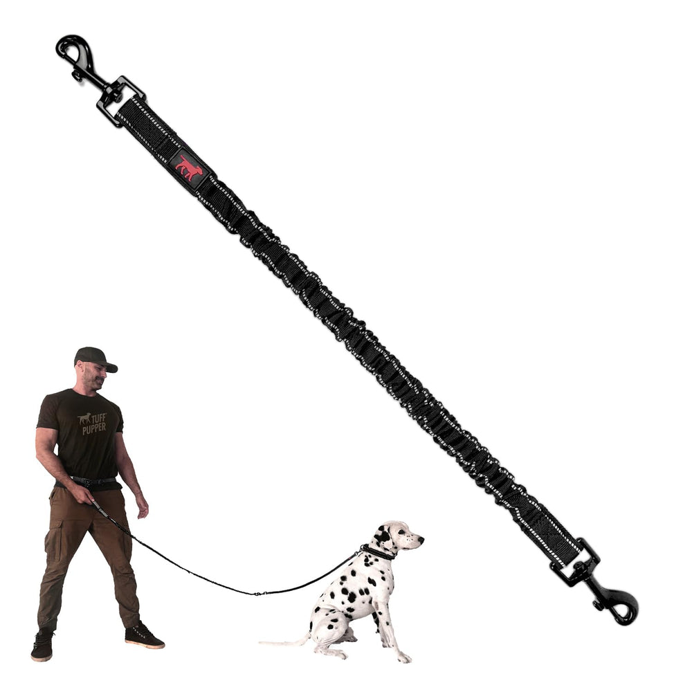 Tuff Pupper bungee extension clip attaches to the leash for extended hands-free reach.