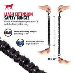 Tuff Pupper extension setup shows walking with extra length in crowded areas.