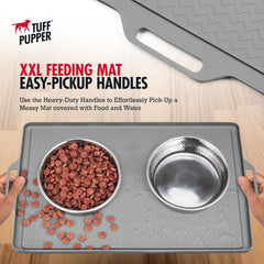 Tuff Pupper feeding mat textured surface prevents bowl movement during meals.