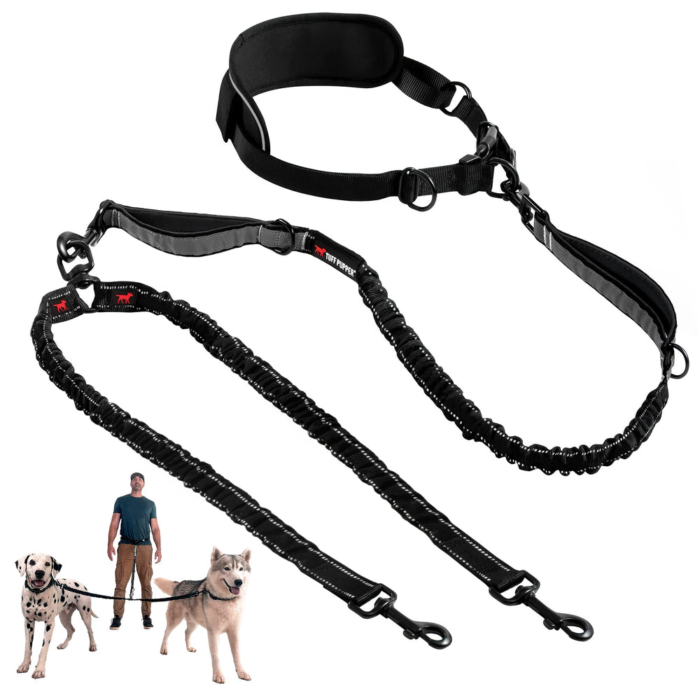 Tuff Pupper heavy-duty bungee leash waistbelt closeup showing secure hands-free walking