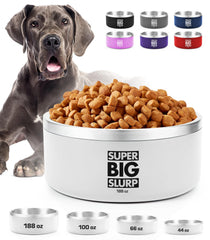 Tuff Pupper heavy-duty insulated dog bowl front view showing large capacity for food and water.