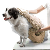 Tuff Pupper Quick Dry Towel hanging to dry after a muddy outdoor adventure