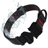 Tuff Pupper waterproof action collar closeup highlights rugged aluminum buckle for adventures