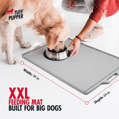 Tuff Pupper XXL dog feeding mat side view highlighting non-slip surface for stable bowls