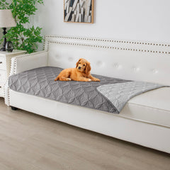 Tuffeel dog blanket 30x70 on sofa protects furniture while keeping your pet cozy.