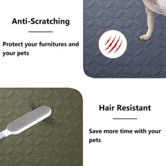 Tuffeel dog blanket on chair protecting from fur and stains.