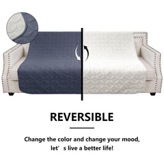 Tuffeel waterproof dog blanket reversible blue-cream closeup showing dual sides