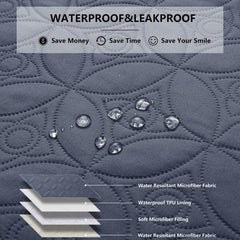 Tuffeel reversible dog blanket shows blue-cream sides for versatile furniture protection.