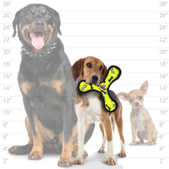 Tuffy Jr Bowmerang Yellow Bone is machine washable and easy to dry after play.