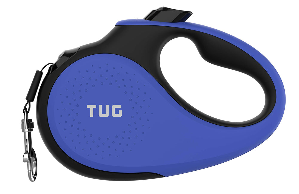 TUG 360° tangle-free retractable leash blue demonstrates smooth, tangle-free walks.