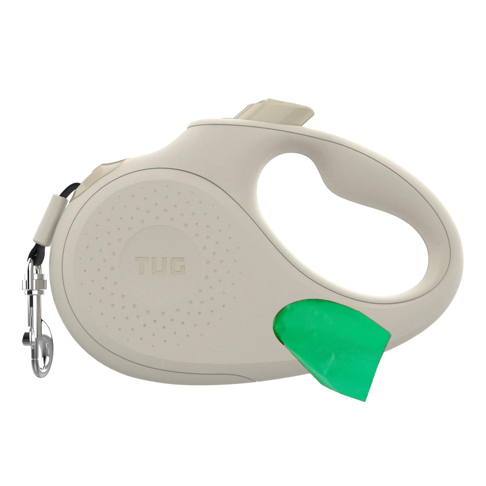 TUG Oval 360 tangle-free retractable leash in cream for smooth walks