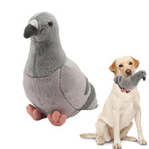 TUKVESZE Pigeon plush toy closeup shows soft rabbit fur and cozy texture for dogs