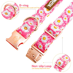 Tunkoo pink daisy collar size chart helps find a perfect fit.