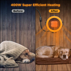 TURBRO heater with chew-proof cord keeps wires safe during playtime warmth