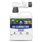 Turf Titan K9 Correcter hose-end application demonstrates easy lawn spray for pet-safe care.