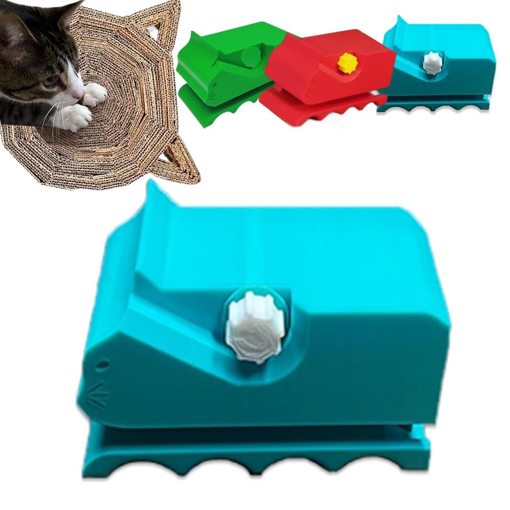 TUTHKOTH cutter with kitten-shaped design enables precise cardboard cutting for DIY scratchers.