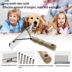 Twellife rake-comb dense-sparse teeth targets fluffy coats and fine hair.
