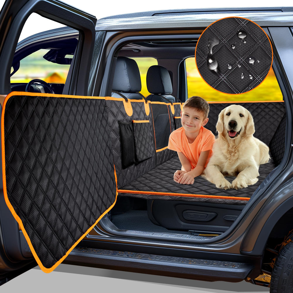 Twesync dog car seat cover back seat protects upholstery during travels.