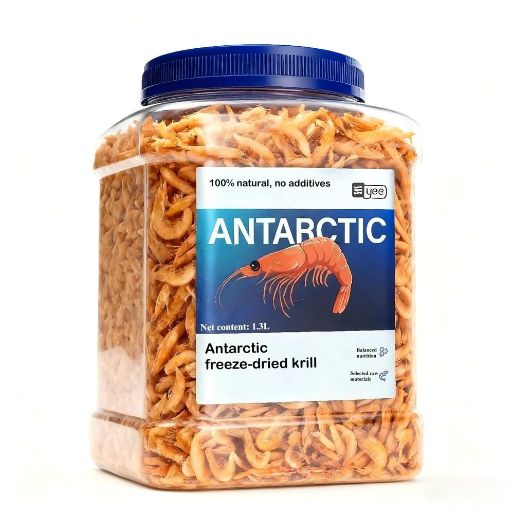 TWICEMET Freeze Dried Krill jar shows whole Antarctic krill for high-protein pet meals