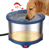 Twinsing 6.5L heated water bowl outdoors—stainless steel design for warm winter hydration