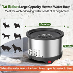Twinsing 6.5L heated water bowl side profile showing anti chew cord