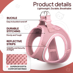 TwoEar pink breathable mesh harness keeps small pets cool during walks.