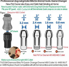 TXZGM low-vibration grinding system reduces noise during nail trims for calmer pets.