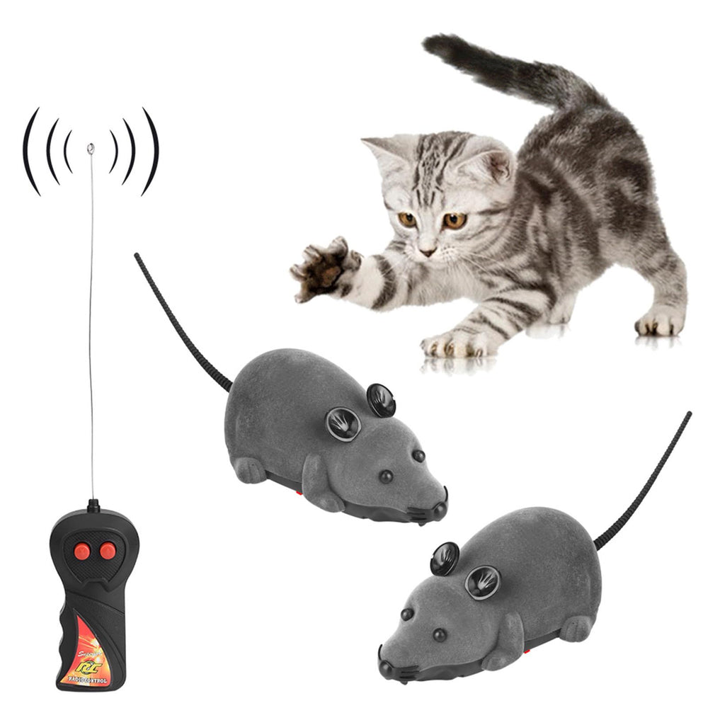 Tyenaza remote control cat toy gray, compact side view for easy sofa play
