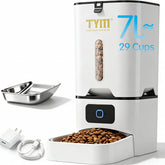 TYM automatic cat feeder front view with large 7L capacity for extended feeding.