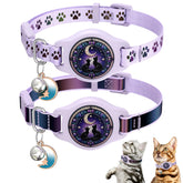 Typecase cat collar with Airtag holder, left view showing adjustable fit for cats