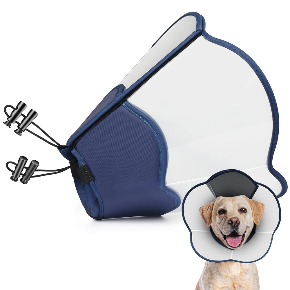 TZBEINN hard plastic dog cone collar neck closure demonstrates a secure fit for post-surgery protection.