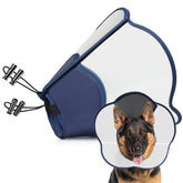 TZBEINN XL dog cone front view showing secure, adjustable fit for recovery