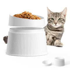 uahpet elevated cat bowl front view shows raised height for comfortable feeding and spinal support