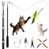 uahpet natural feather cat toy wand 60inch extended for safe hands-free play