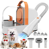 ubrobo dog grooming vacuum unit demonstrates powerful suction for clean fur pickup and dust-free floors.