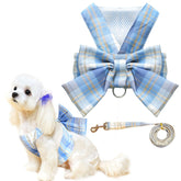UETZLTB cute dog harness blue bow tie for comfortable daily walks.
