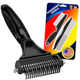 UGNEL 3PCS Pet Grooming Kit front view showing ergonomic handle for comfortable grooming.