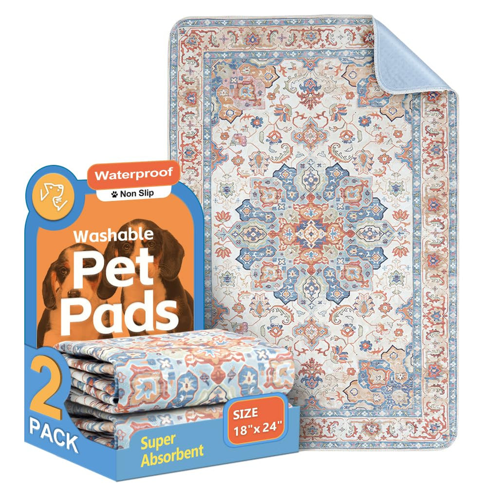 ULIGOTA washable pee pads with flat-layers show four-layer leakproof protection for clean floors.