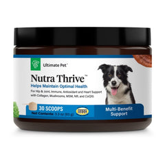 Nutra Thrive canine powder tub offers bacon-flavored daily nutrition boost.