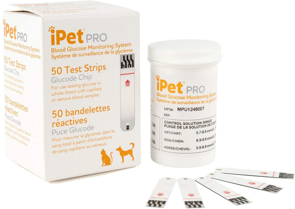 UltiCare iPet Pro test strips bottle enabling easy home testing for pets.