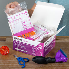 UltiCare VetRx syringe featuring a large grip barrel for easy handling.