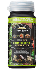 Ultra Fresh Floating Baby Turtle Food packaging highlights sword prawn flavor for picky turtles