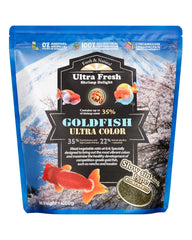 Ultra Fresh sinking goldfish food pellets color enhancement for vibrant fish.
