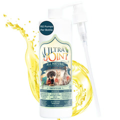 Ultra Joint bottle pour showing liquid joint support for active dogs