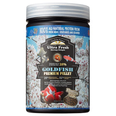 Ultra Fresh floating goldfish food pellet, 3mm size, for easy feeding and digestion.