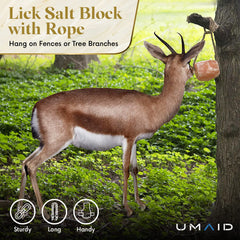 UMAID Himalayan salt lick rope cattle supplies essential minerals for livestock.