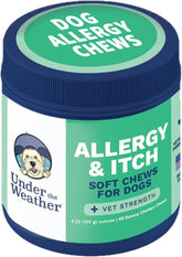 Under the Weather allergy and itch dog chews bottle for vet-formulated skin support.