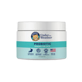 Under the Weather Cat Probiotics Powder bottle close-up highlighting high CFU digestive support