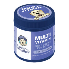 Under the Weather dog multivitamin chews soft squares for daily immunity and energy support.